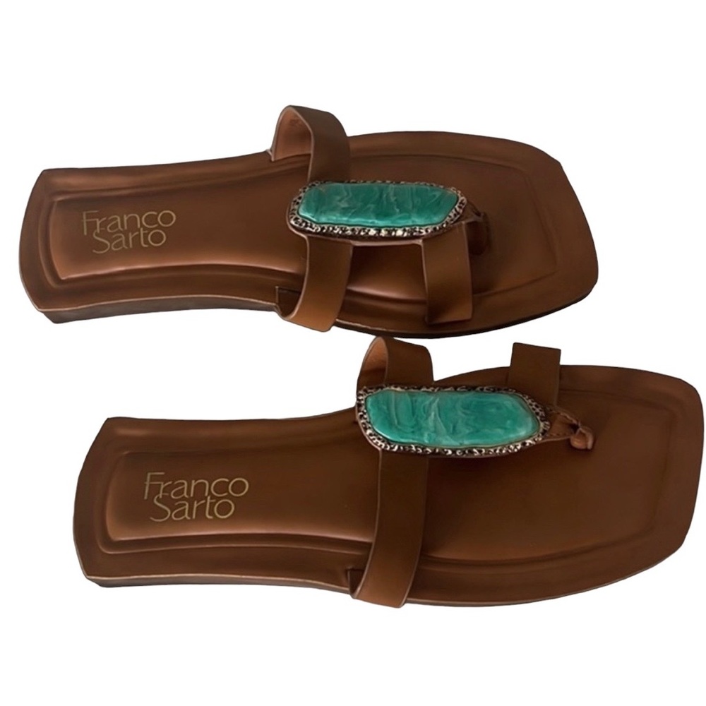 Franco Sarto Unique Sandals with Turquoise Stone Size 7.5